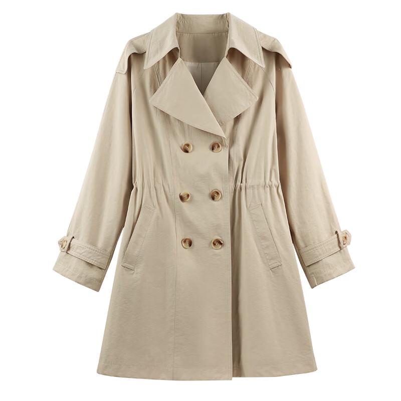 Women's Elegant Mid-Length Khaki Trench Coat