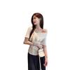Summer Fashion Chic Sweet Age-reducing Slanted Shoulder Top Ins Korean Version Solid Color Slim-fitting Small Versatile Short-sleeved T-shirt