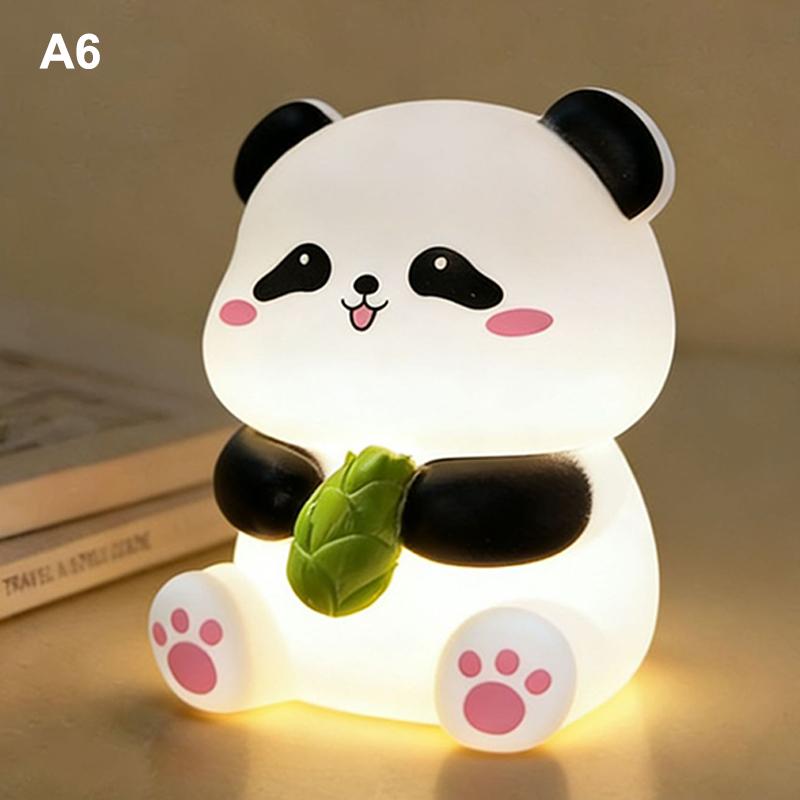 Cute Panda Sheep Rabbit Silicone Night Light USB Rechargeable Touch Dimmable Lamp for Kids Children Holiday Birthday Gift