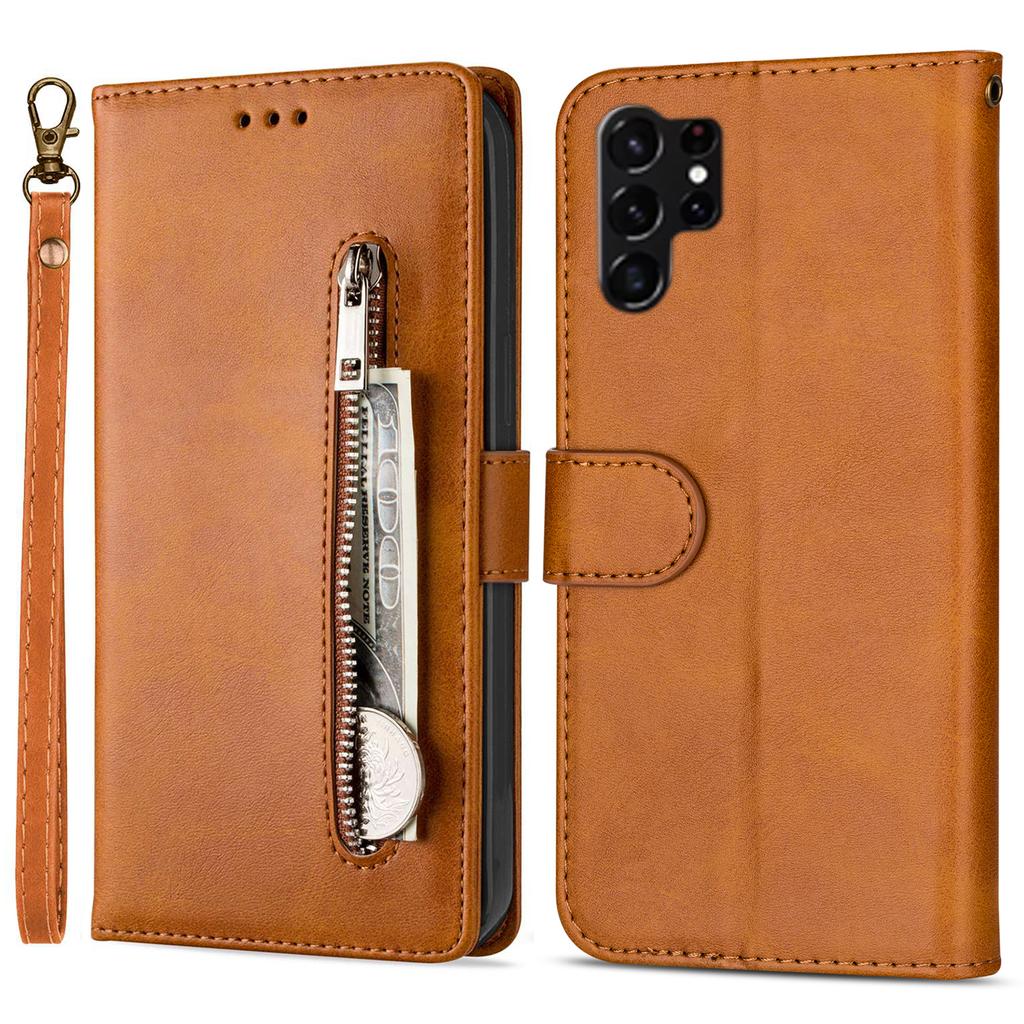 For Samsung Galaxy S25 Ultra Case Anti-Scratch Zipper Wallet Leather Phone Cover