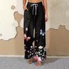 Women's Printed Wide Leg Pants With Pockets High Waist Drawstring Loose Casual Pants