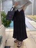 Women's Black Polka Dot Pleated A-line Mid-Length Skirt with Elastic Waist - 2025 Spring/Summer Trend