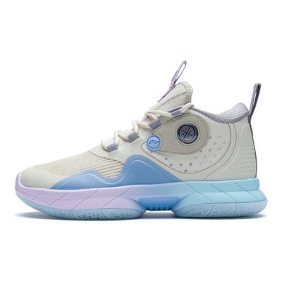 Li Ning Youth  Mid-Top Basketball Shoes Kids Sneakers Pearl-White Blue YKBS040-1