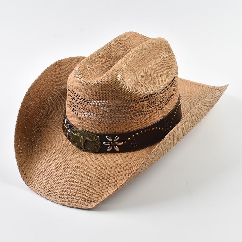 

New Men s Women s Western Cowboy Straw Hat Vintage Curled Brim Gentleman Lady Cowgirl Jazz Hat·Outdoor Sunshade Hat One Size хаки
