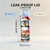 1PC Xmas Penguin Santa Hat Cartoon 750ml Color Plastic Sports Water Bottle Leakproof Flip Straw Lid Suitable for Sports Office Home Use