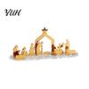 Acrylic Holiday Ornaments Christmas Ornament, Mirrored Golden Silhouette Scene, Decorative Seasonal Home Decor Desktop Display for Living Room