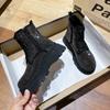 New Fashion Bling Crystal Chunky Ankle Boots for Women  Rhinestones Winter Shoes Woman Thick Bottom Platform Flat Boots