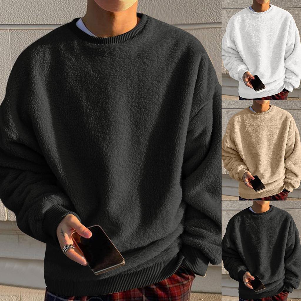 Men's Double-Sided Fleece Hoodie with Pocket and Long Sleeves