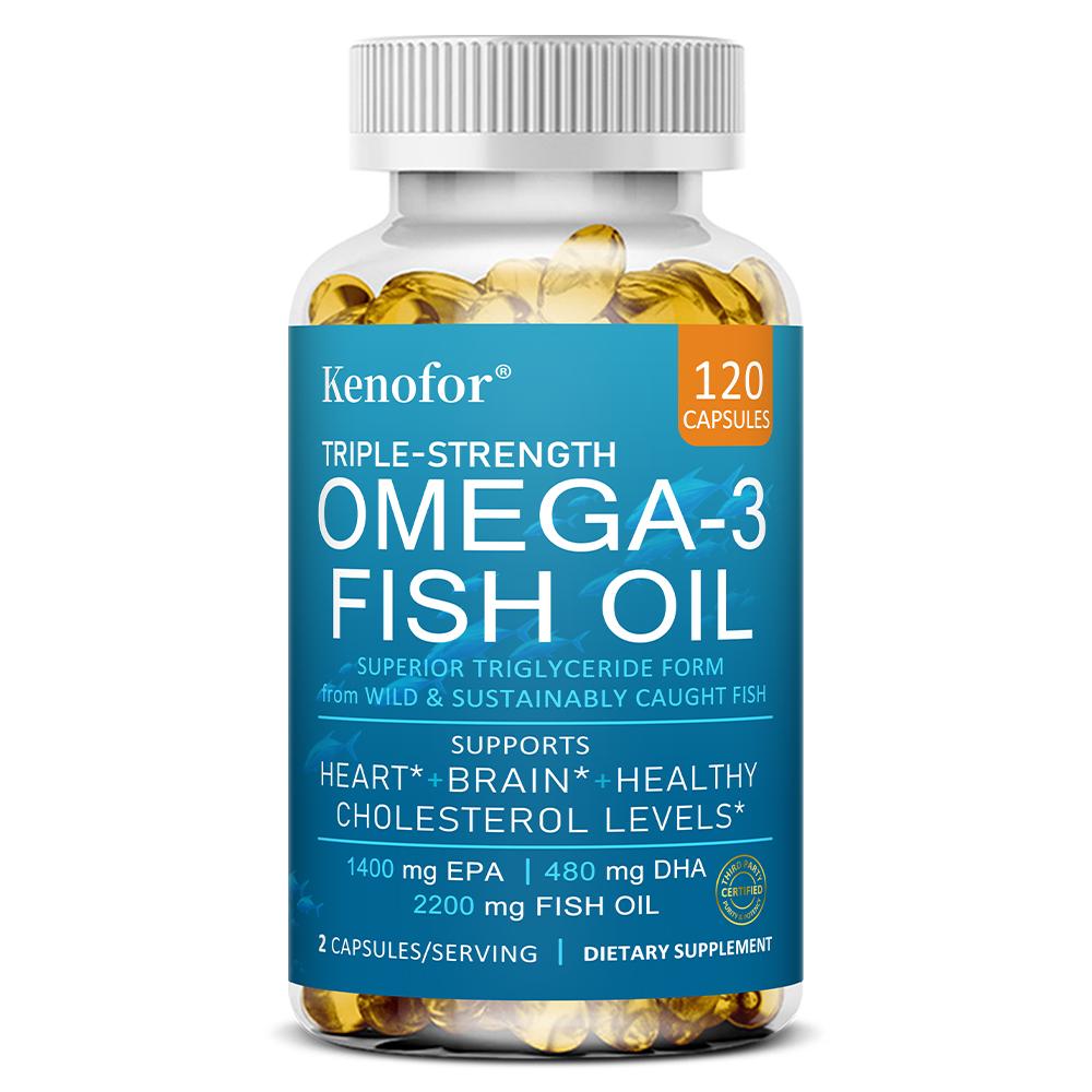 Triple Strength Omega-3 Fish Oil 2200mg with 1400mg EPA & 480mg DHA, 120 Dietary Supplement Softgels 120PCS