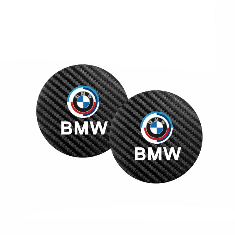 2PCS Leather Coaster Anti-noise Water Cup Pad For BMW X1 X2 X3 X5 X4 X6 X7 M3 M4 M5 E90 E60 F30 F10 G30 G20 BD-BWM Sticker