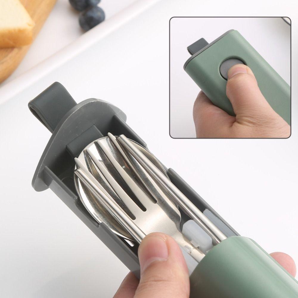 2/3Pcs Pull-out Cutlery Box Stainless Steel Tableware Set  Travel Use