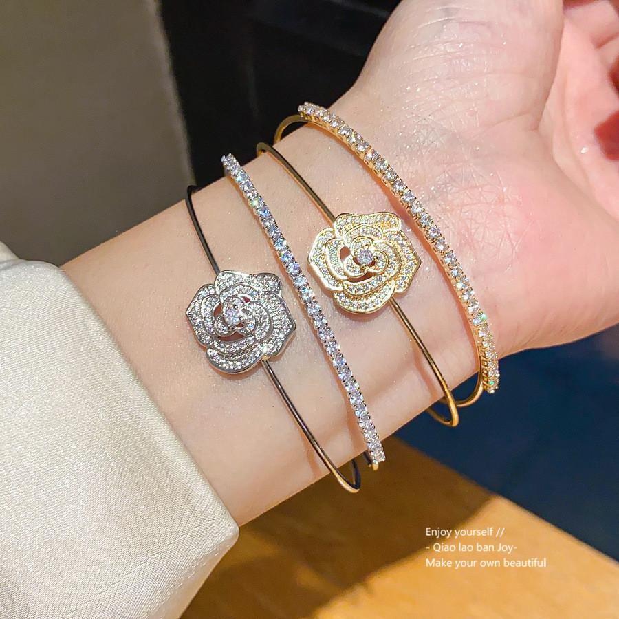 Copper Zircon Flower Double Layer Bracelet For Women Fashion Jewelry Spring 2026