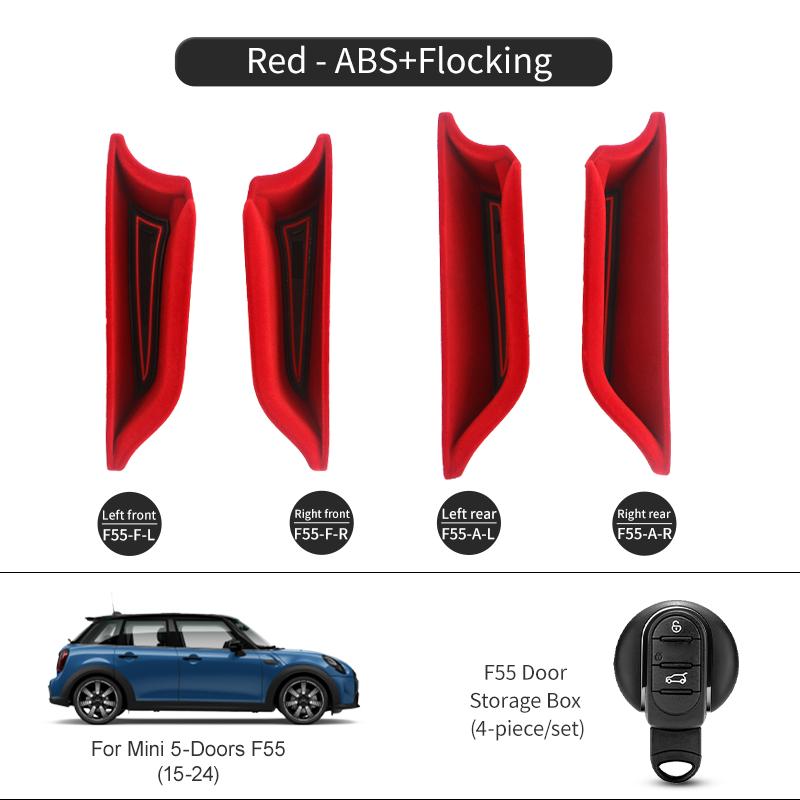 Car Door Armrest Storage Box Stick Shell Flocking For Mini Cooper F56 F55 F57 ABS Phone Wallet Car Storage Slot Car Decoration