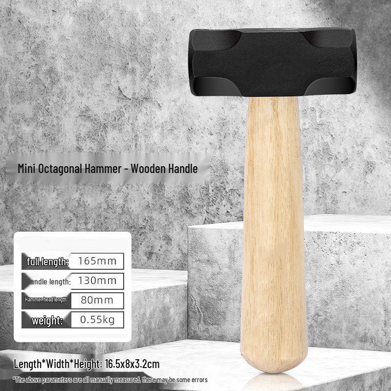 Mini Sledgehammer: Multi-Functional Short-Handled Iron Hammer with Nail Puller and Octagonal, Round-Headed Design.