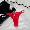 Transparent Lace Thong Women Sweet Style Thin Strap Seamless Underwear Panties Mesh Lace Bow Underpants Lingerie Intimates
