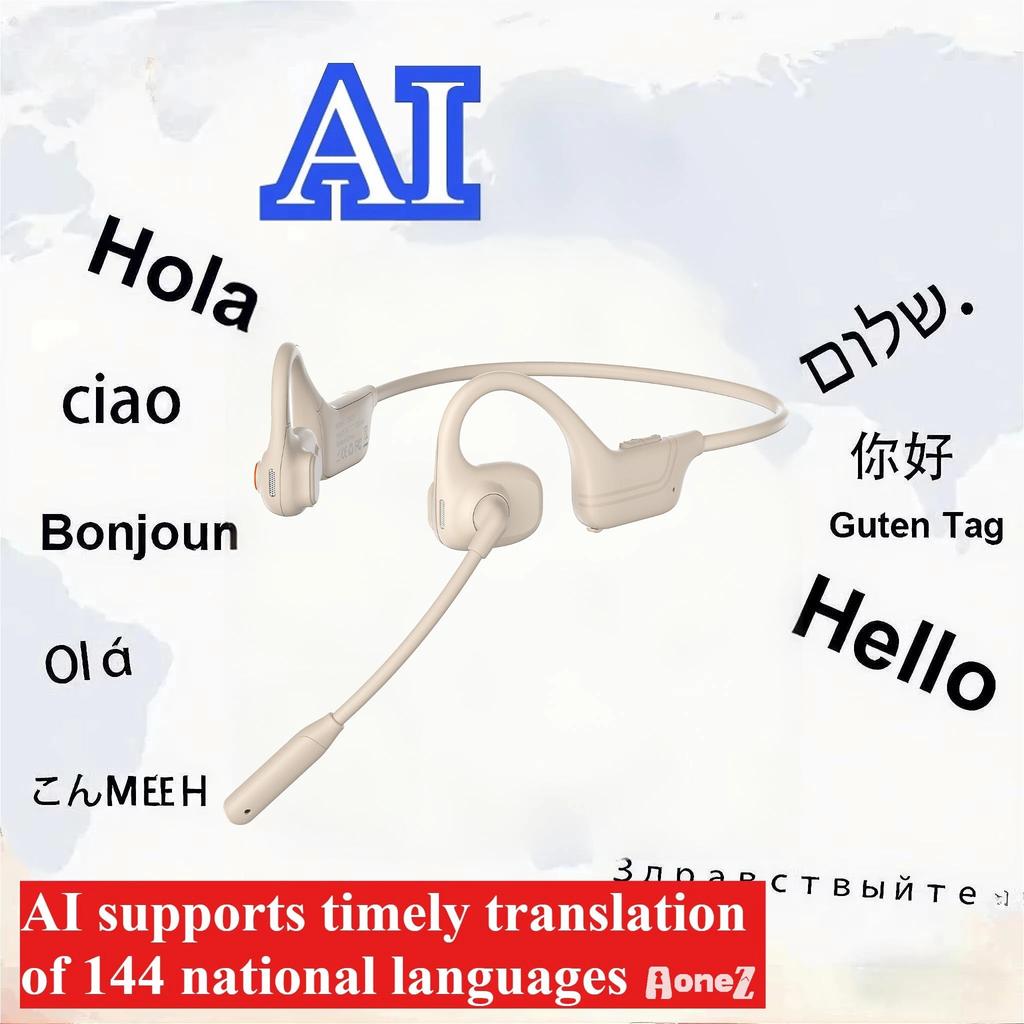 Portable Open Ear Headphones Sports AI Translator Noise Cancelling Mic BT 53 Quick Charge IPX5 Waterproof for Running Gym