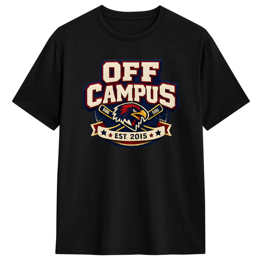 Off Campus EST 2015 Movie Logo T Shirt Beach Cotton T-Shirts for Men Casual Tee Shirt Short Sleeve Y2K Retro Tees