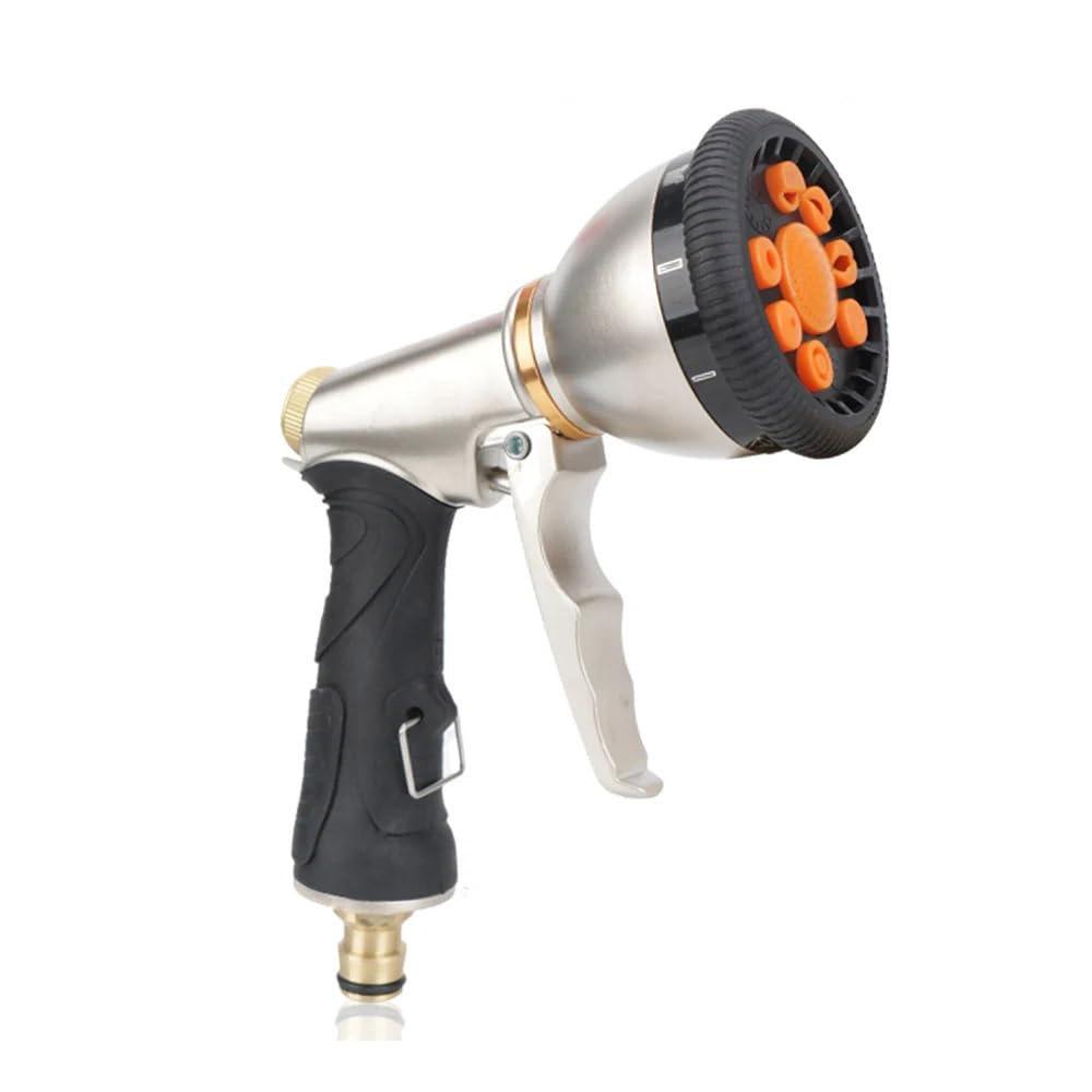 

High Rressure Hose Handheld Water Sprayer with 9 Nozzle Patterns for Lawn and GardenAdjustable Heavy Duty Garden Water Gun