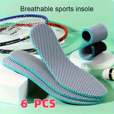 6pcs Thickened Soft Comfortable Breathable Sweat-absorbing Cut, Suitable for Sports Shoes Insoles