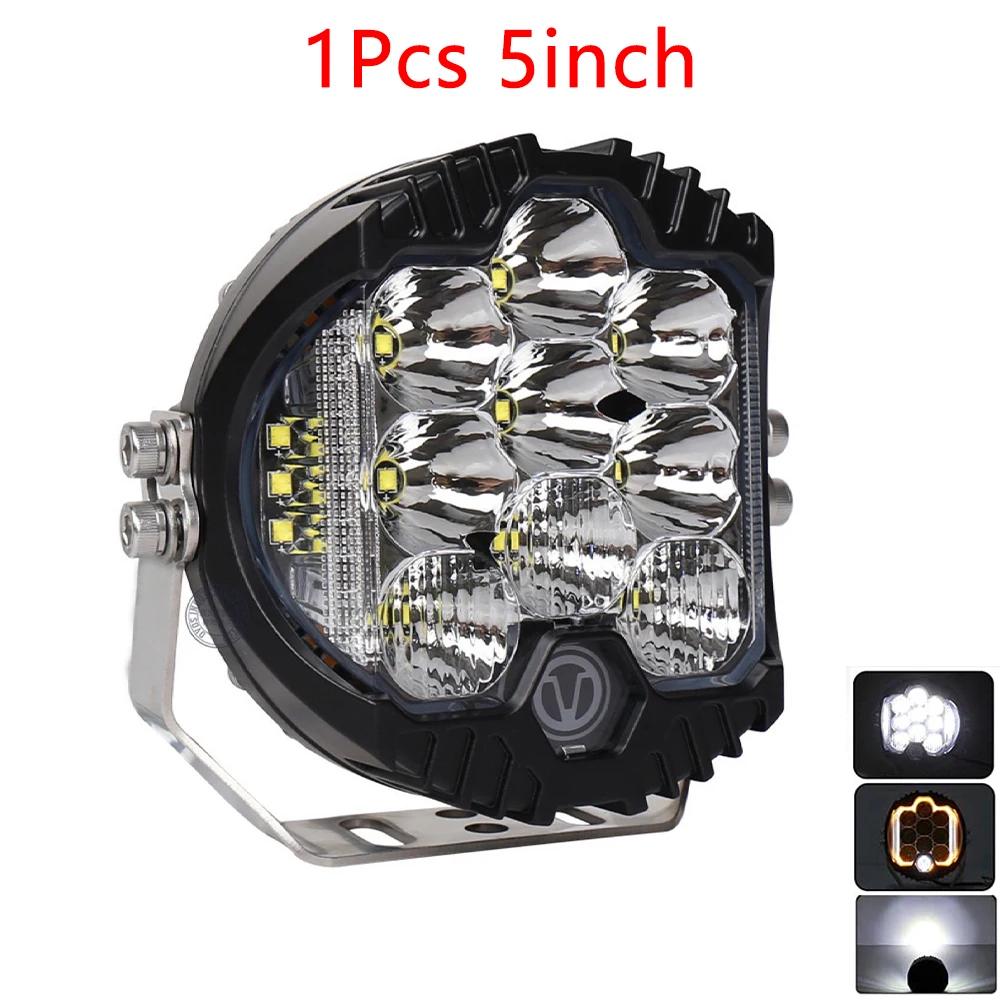 2024 LED three-side light-emitting working lamp fog driving light 5 inch 90w 6500k white yellow off road spot light 4x4 SUV