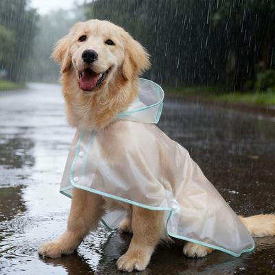 Transparenter Hunde-Regenmantel Wasserdichter Haustier-Poncho Regenjacke mit Kapuze Regenmantel mit Leinenöffnung für Welpen Kleine bis große Hunde