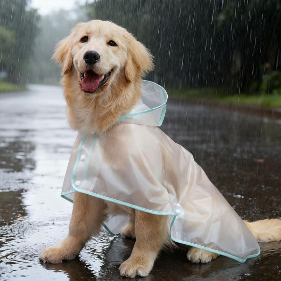 Transparent Dog Raincoat Waterproof Pet Poncho Rain Jacket Hooded Rain Coat with Leash Hole for Puppies Small To Large Dogs