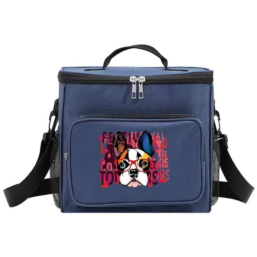 Insulated Bags Portable Shoulder Lunch Bag Waterproof Cooler Box Thermal Organizer Handbag for Men and Women Dog Printing
