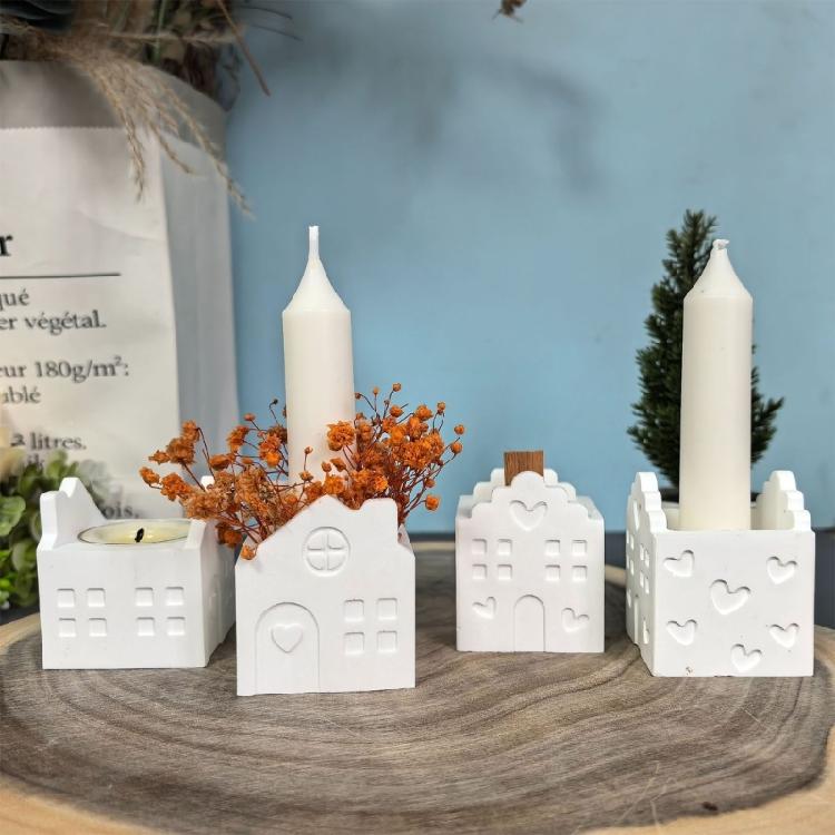 Artistic Home Shape Silicone Mold Candlestick For Crafting Beautiful Jewelry Unique Soaps And Festive Candle