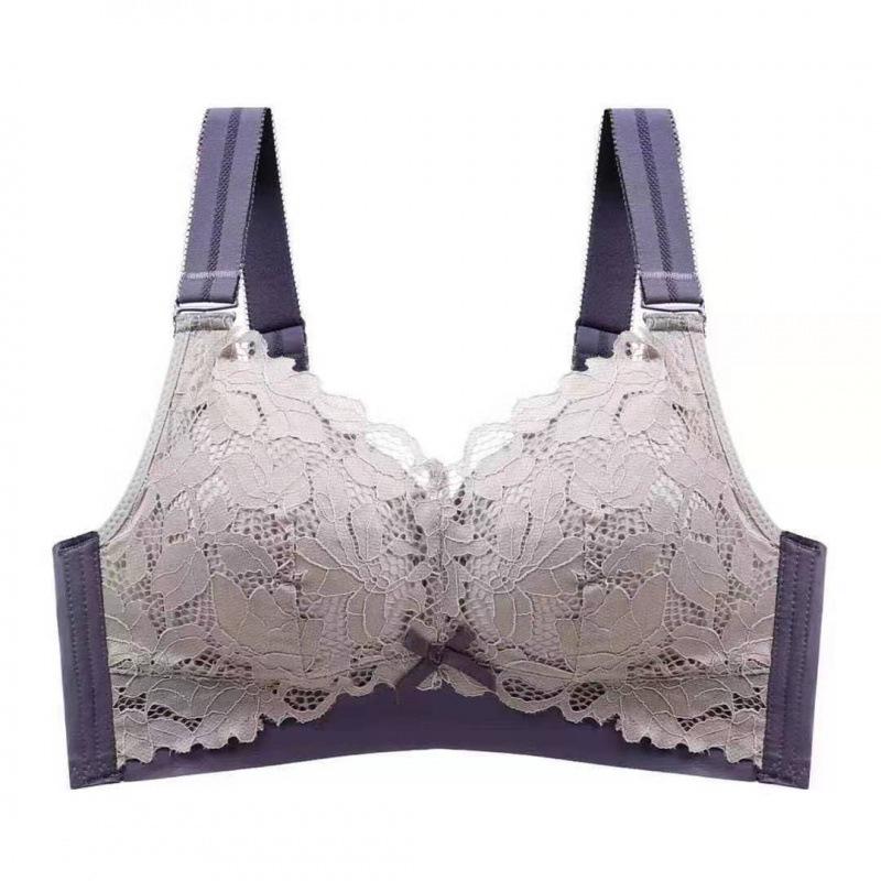 Women's Lace Full-Cup Wirefree Bra – Supportive, Breathable, Anti-Sag, Plus Size, Beautiful Back Design
