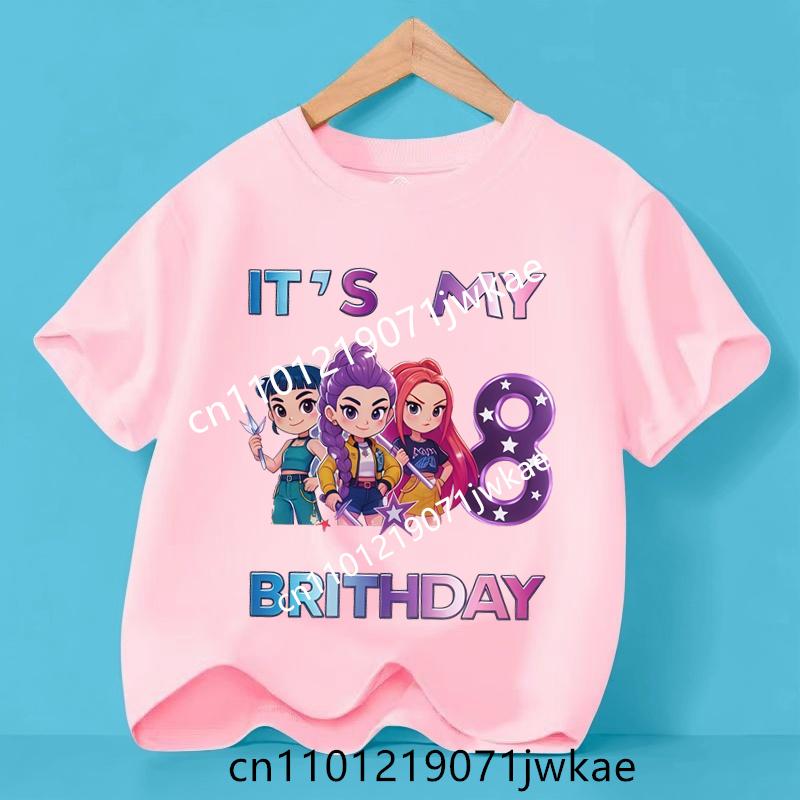Kpop Demon Hunters Number 3-9 T-shirt Kawaii Rumy Birthday Tops Party Wear Girls Tee Summer Short Sleeve Kid Clothes Boutique