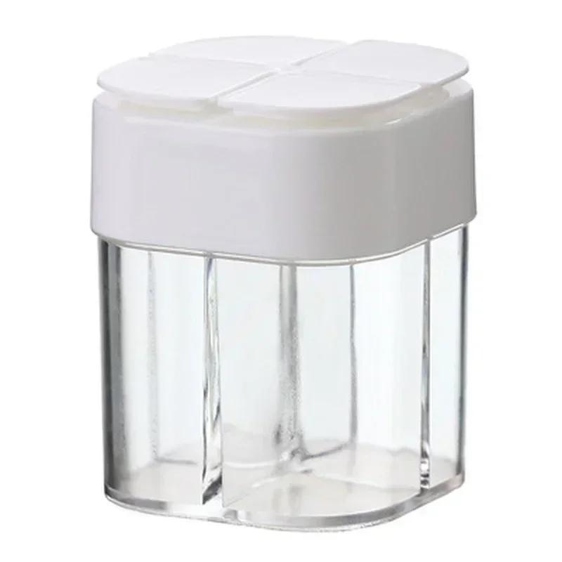 Kitchen Multifuction 4 In1 Spice Salt Pepper Shakers Transparent Seasoning Jar Can Peppers Bottle Condiment Kitchen Gadgets