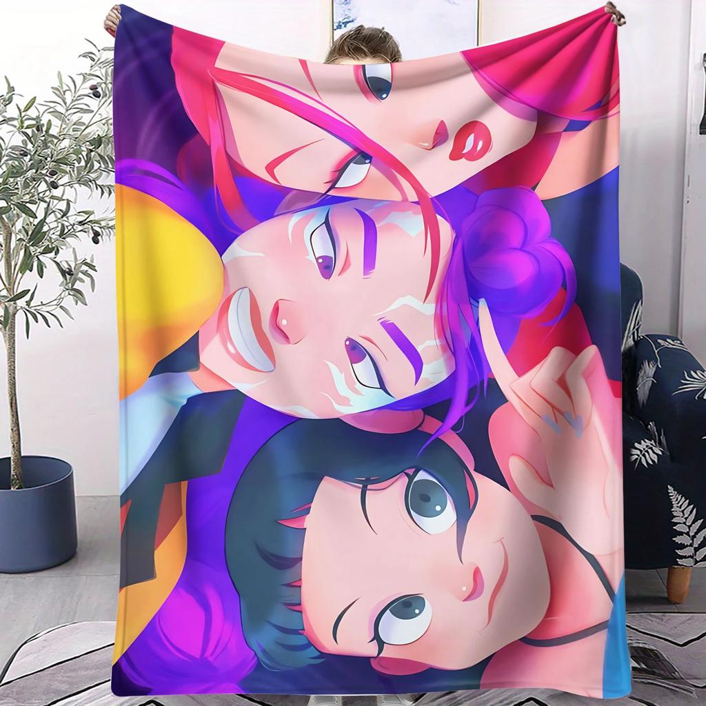 Hot Anime Hot Virtual Girl Group HUNTR/X Print Fleece Throw Blanket Super Soft Warm for Travel Office Home Fans Must-Have Gift
