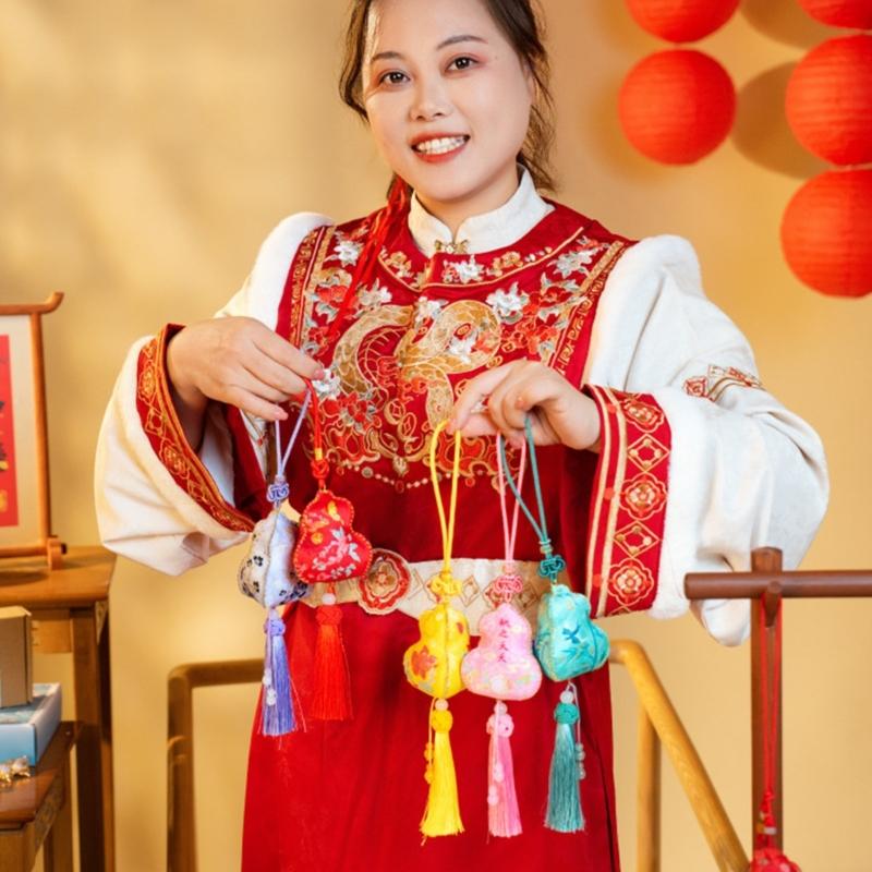 Cotton Gourd Embroidery Sachet Craft Set Easy Handmade Cultural Activity For Family Fun