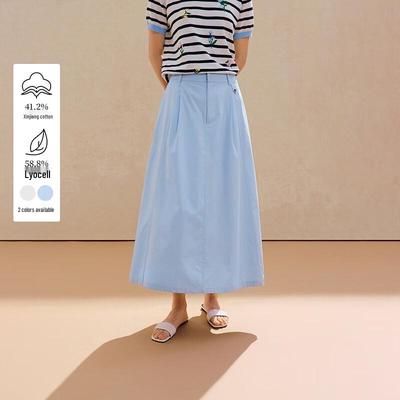 INMAN Lyocell Poplin High-Waisted A-Line Skirt