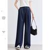 VICTORIA&VERA Women's Wrinkle-Resistant Faux-Denim Flowy Pants