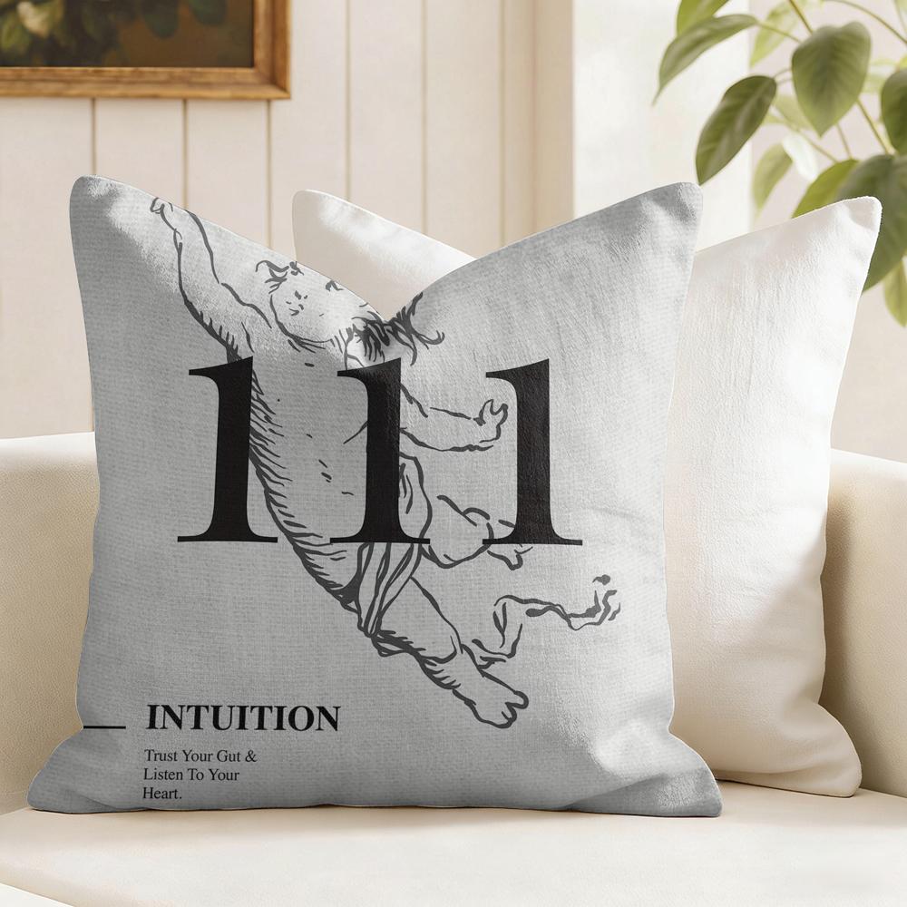 Angel Number Aesthetic Cushion Cover Summer Linen Pillow Case Organic Fabric Cushion Cover DoubleSided Print Sofa Home Decor