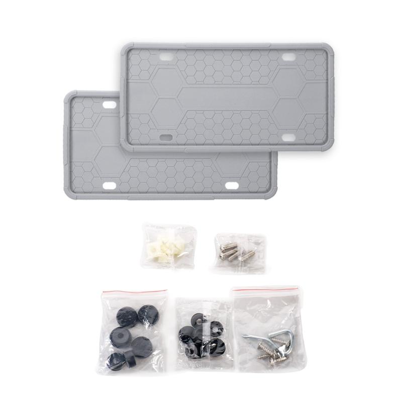 1Pair Silicone Black License Plate Frame Covers Front Or Back Car Plate Bracket Holders, Rust-Proof, Rattle-Proof Accessories