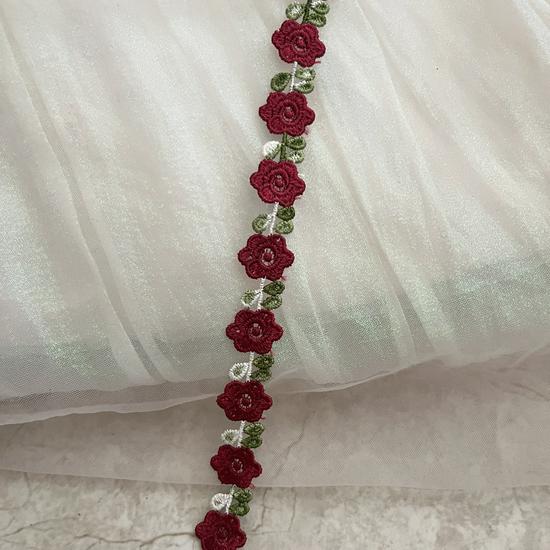 Красная водорастворимая кружевная тесьма шириной 2 см для DIY платья ципао