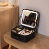 Bag with LED Mirror Travel Cosmetic Organizer with Adjustable Dividers