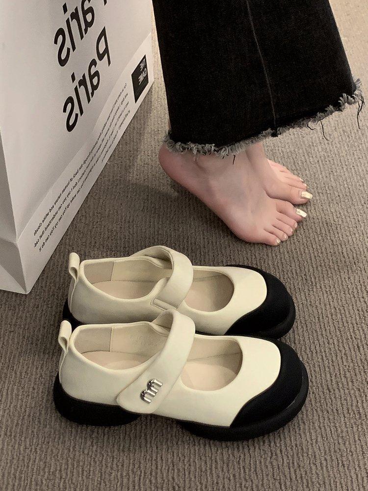 French Ugly Cute Mary Jane Small Leather Shoes Women's Shoes 2025 New Casual Small Fragrant Style with Skirt Comfortable and Lightweight Single Shoes