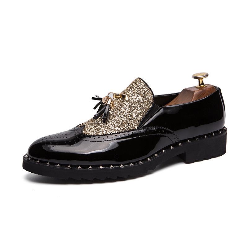 Men s Brogue Leather Shoes: Spring/Autumn 2022 British Casual & Formal Wedding Style in Black 44