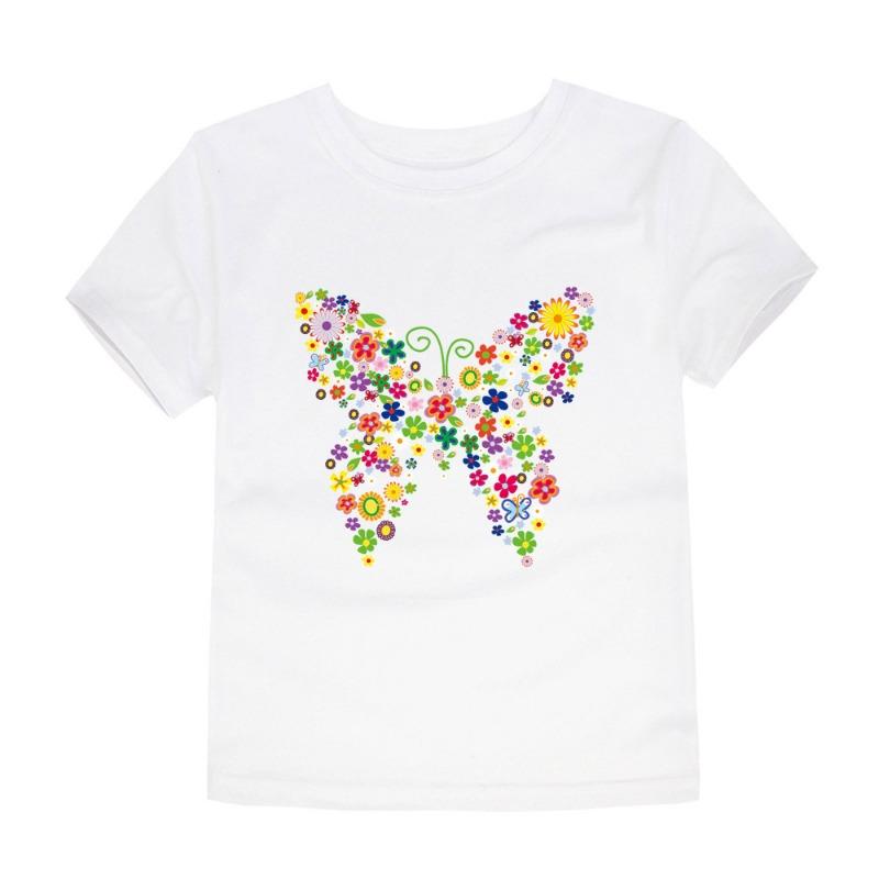 

100% Хлопок Футболка для Девочки Ясельного возраста 2 3 4 5 6 7 8 9 10 11 12 13 14 Лет Розовая Белая Футболка Цветочный Принт Подростковые Футболки 150