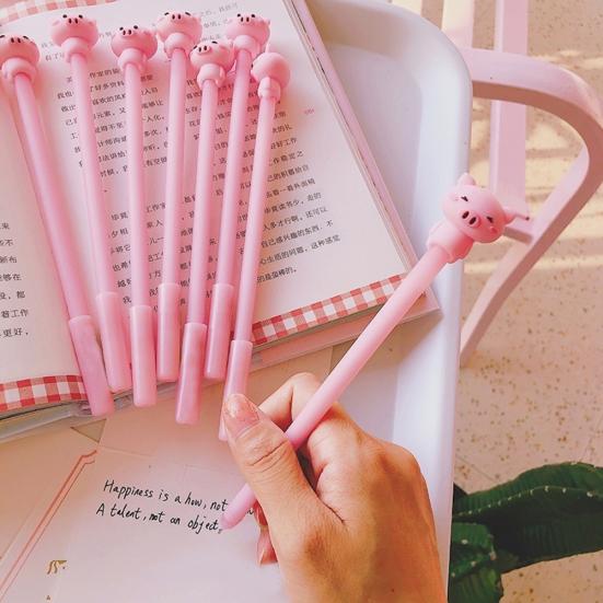 4Pcs Lovely Cartoon Pig 0.38mm Gel Ink Pen Student Gift Office School Stationery