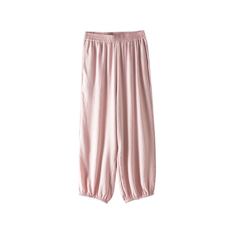 Plus Size Women's Clothing [Cool Fiber Smooth Skin Pants] Texture Summer Easiest for Match Casual Ankle Length Ankle-Tied Cool Pants