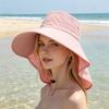 Large Brim Bucket Hat, Outdoor UPF 50+ UV Sun Protection Hat, Waterproof Breathable Face Neck Flap Cover Folding Sun Hat for Men, Women