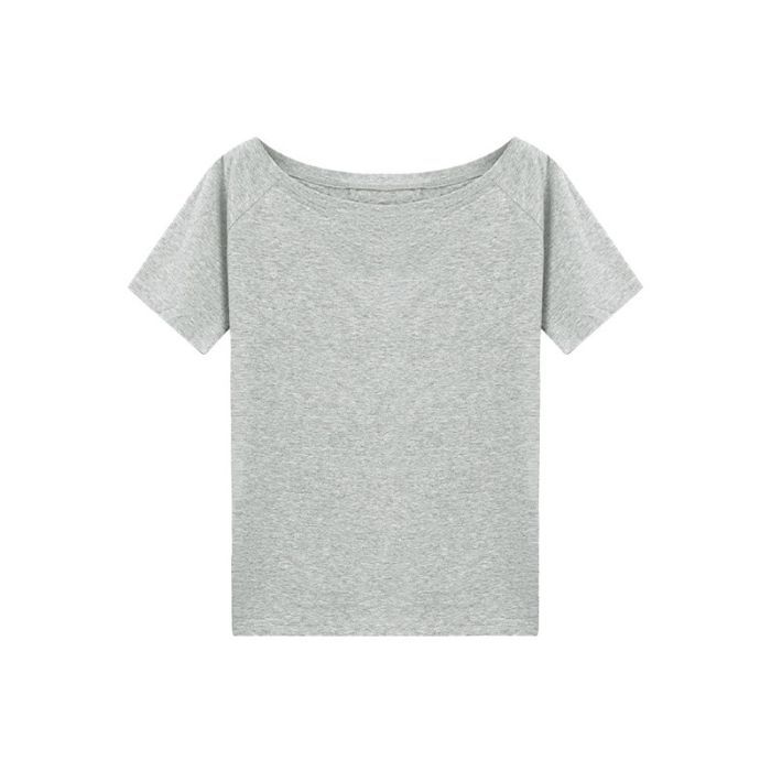 

Lazy wind air sense dopamine pure desire word shoulder oblique collar slimming slack short sleeve T-shirt women s loose clothes XL