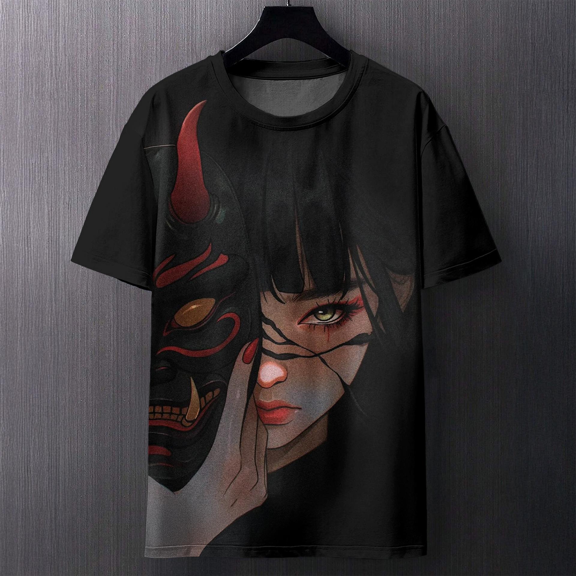

Summer Round Neck Anime Character Pattern 3D Print Top Fashionable Casual Short Sleeved Men s T-shirts S