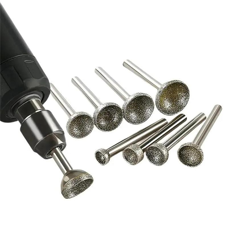 AS60-Diamond Mounted Point 1Pcs 10-25Mm Spherical Concave Head For Jade Amber Stone Beeswax Grinder Tool