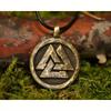 Viking Valknut Warrior Pendant Norse Jewelry Necklace Pendant Amulet Odin with Adjustable String