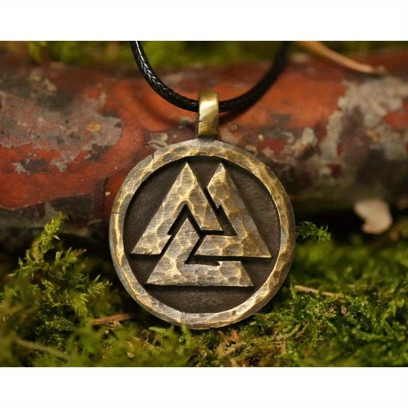 Viking Valknut Warrior Pendant Norse Jewelry Necklace Pendant Amulet Odin with Adjustable String